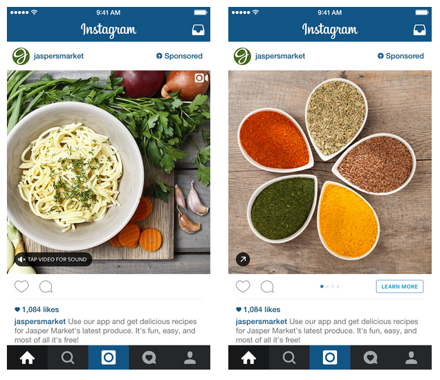 Examples of Instagram advertising content