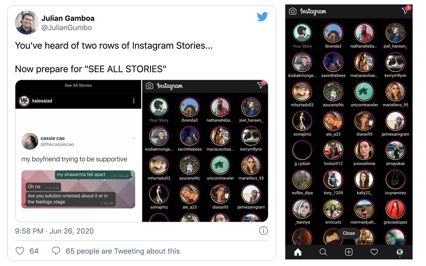 Instagram stories på ett nytt sätt (skärmdump)